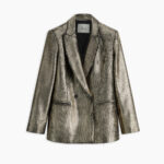 Genevieve giacca doppio petto in velluto a coste laminato