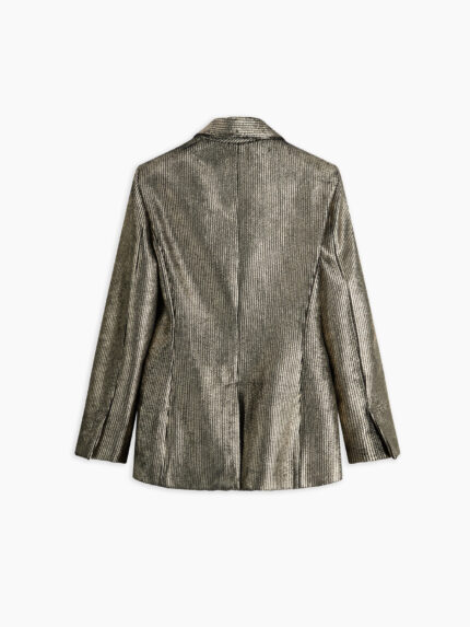 Genevieve giacca doppio petto in velluto a coste laminato