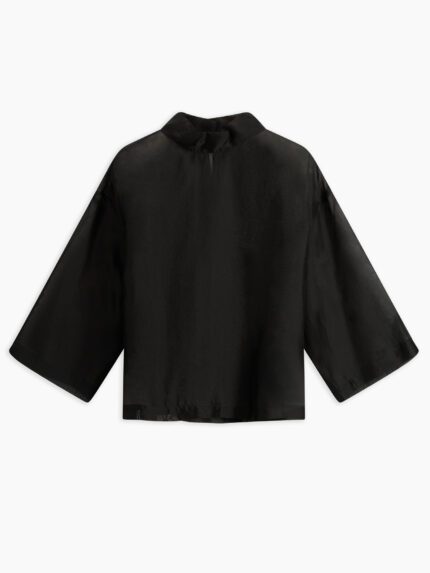 Kitty blusa in organza trasparente nero