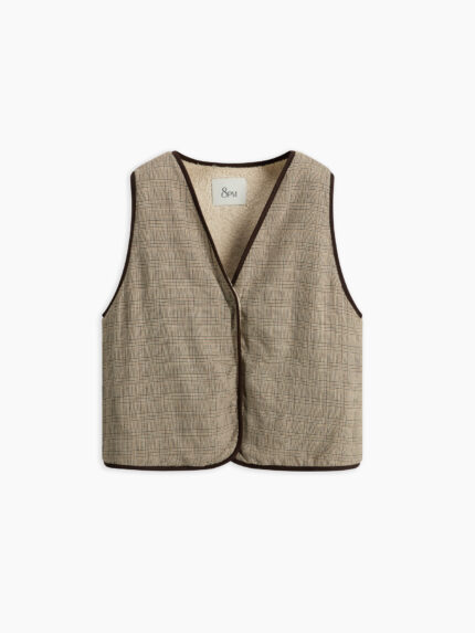 Sophie gilet reversibile in eco-pelliccia beige