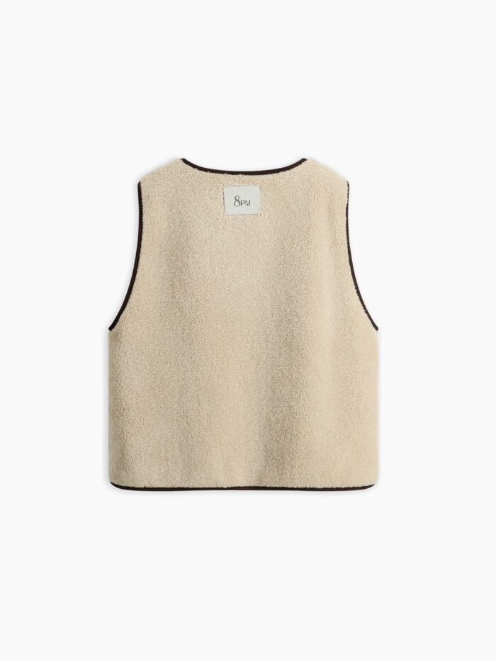 Sophie gilet reversibile in eco-pelliccia beige
