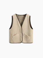 Sophie gilet reversibile in eco-pelliccia beige