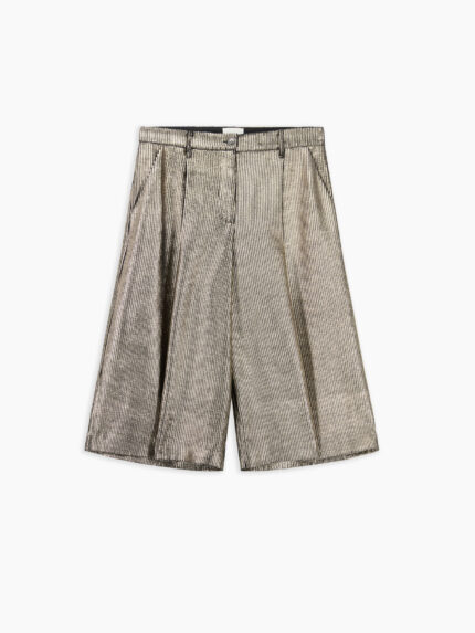 Ginevra short in velluto a coste laminato oro