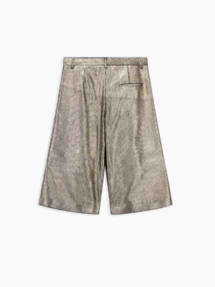 Ginevra short in velluto a coste laminato oro