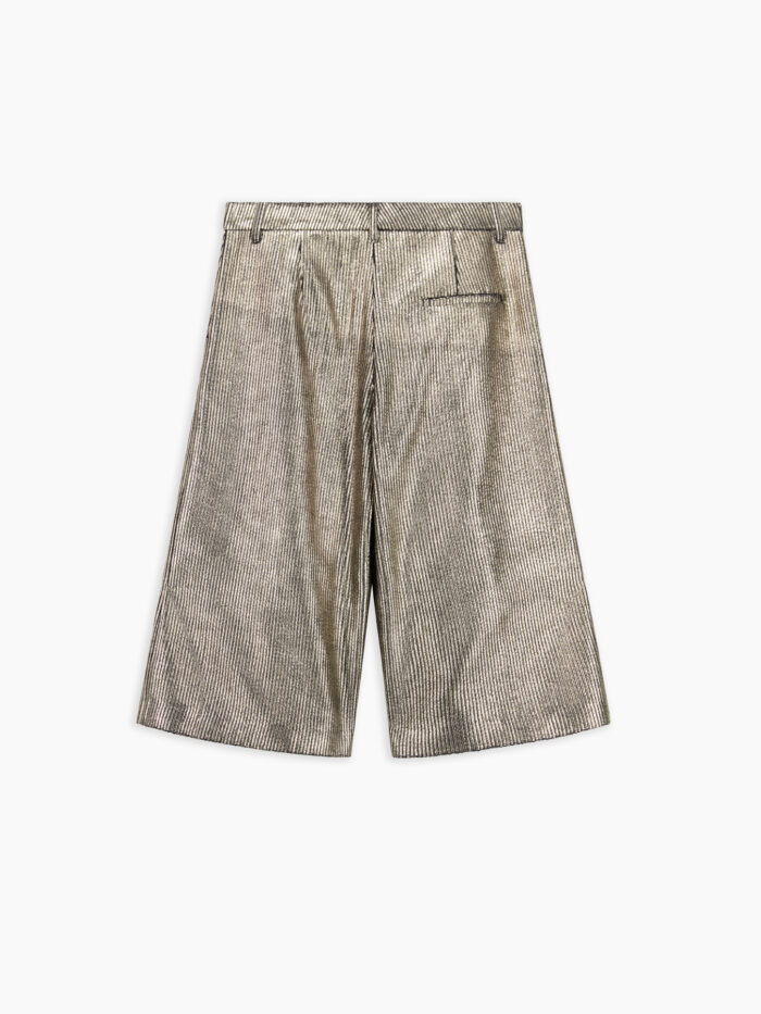 Ginevra short in velluto a coste laminato oro