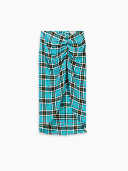 Josephine gonna midi tartan turchese