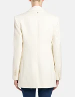 Blazer monopetto regular in canvas di pura lana latte