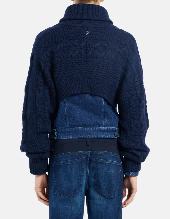 Giubbino slim in denim fisso blu