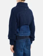 Giubbino slim in denim fisso blu