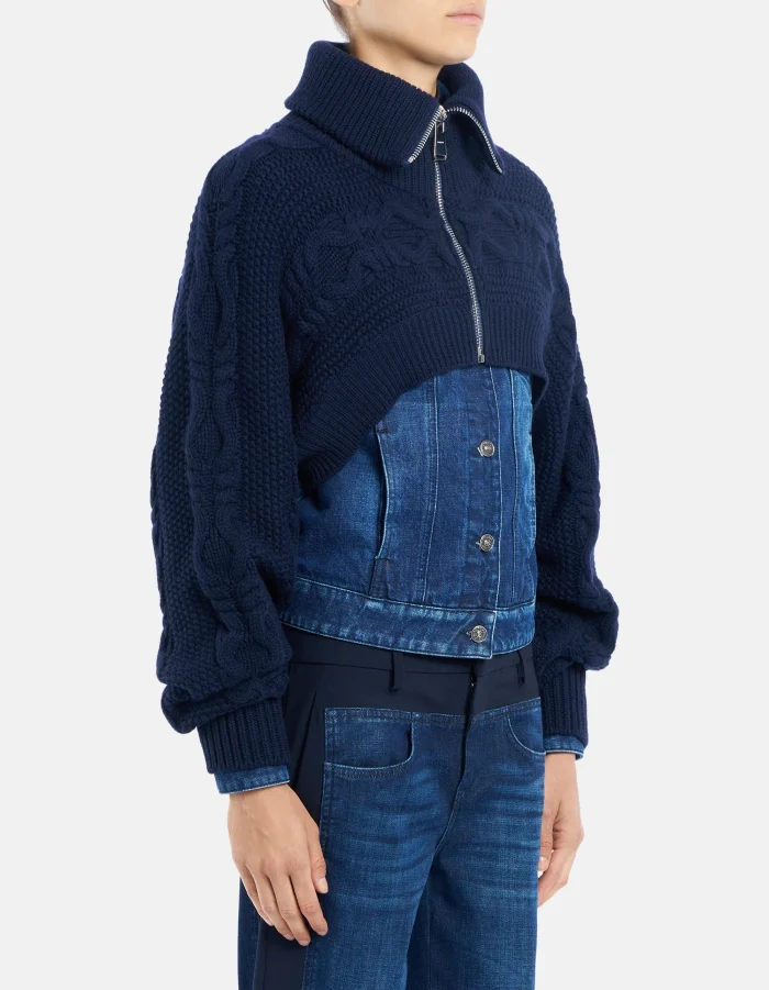 Giubbino slim in denim fisso blu