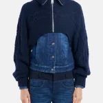 Giubbino slim in denim fisso blu