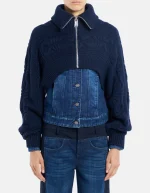 Giubbino slim in denim fisso blu