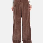 PantalonI Eloise wide leg in corduroy marrone