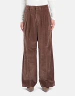 PantalonI Eloise wide leg in corduroy marrone