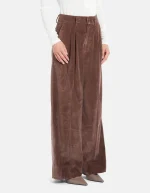 PantalonI Eloise wide leg in corduroy marrone