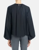 Camicia regular in popeline di lana extrafine nero