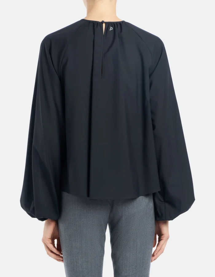 Camicia regular in popeline di lana extrafine nero