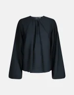 Camicia regular in popeline di lana extrafine nero