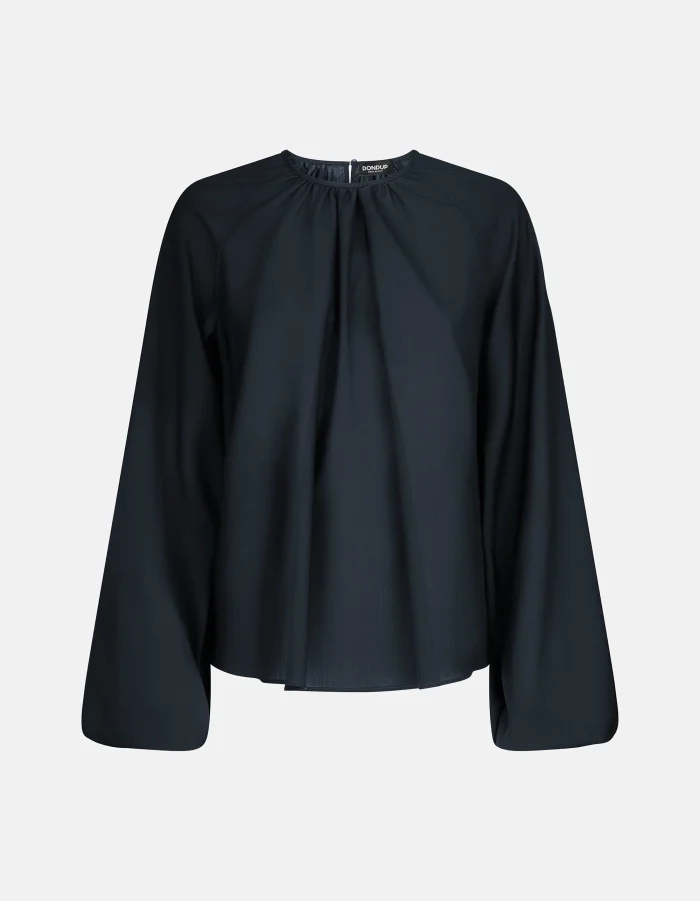 Camicia regular in popeline di lana extrafine nero