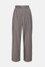 Pantalone con pieghe in gessato lurex grigio