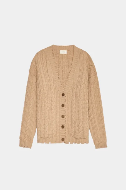 Cardigan A Trecce Con Bordi Destroyed