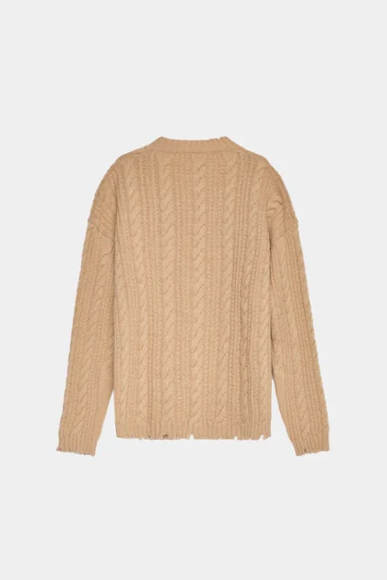 Cardigan A Trecce Con Bordi Destroyed