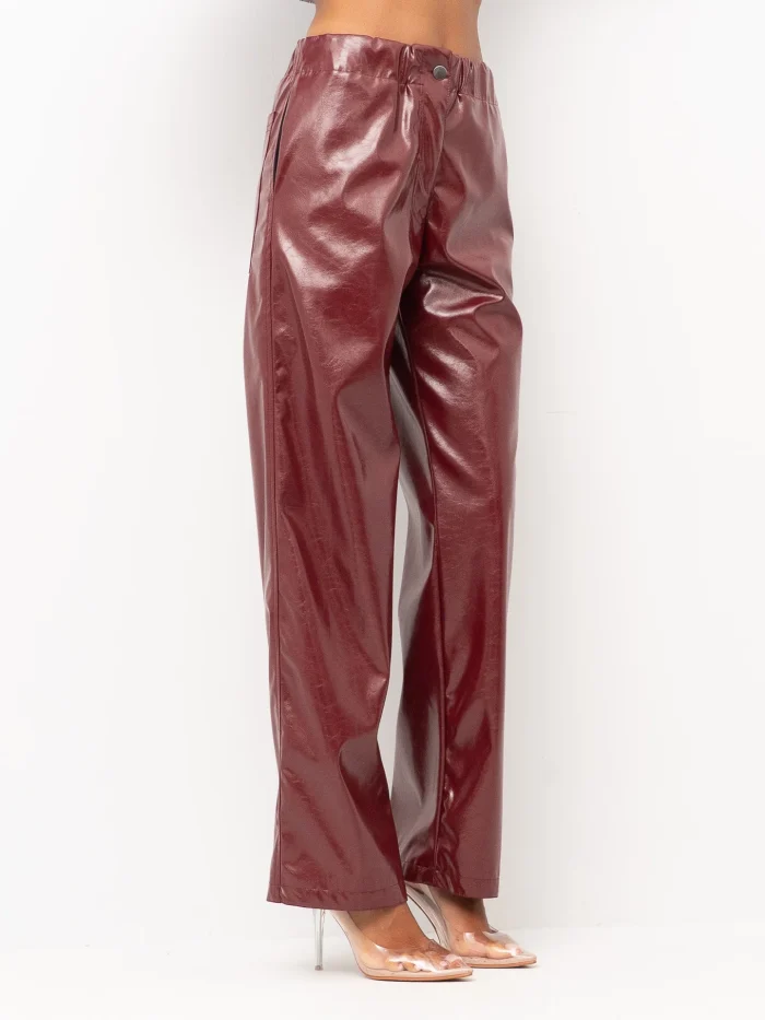 Pantaloni Effetto Vernice borgogna
