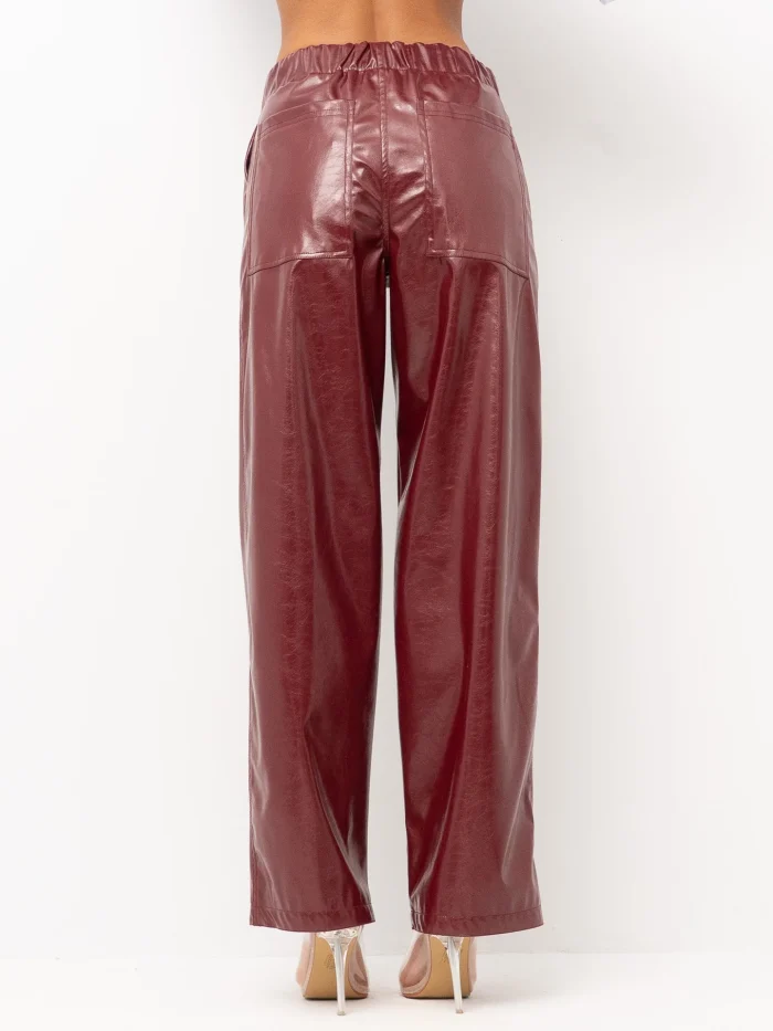 Pantaloni Effetto Vernice borgogna