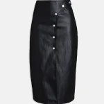 Longuette con chiusura asimmetrica in ecopelle nero