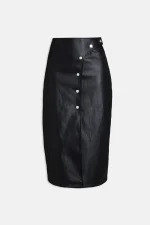 Longuette con chiusura asimmetrica in ecopelle nero