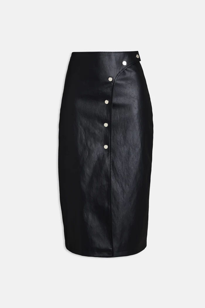 262 Longuette con chiusura asimmetrica in ecopelle nero