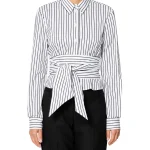 Camicia nodo riga pop bianca e nera