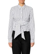 Camicia nodo riga pop bianca e nera