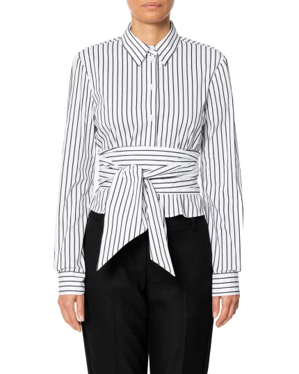 Camicia nodo riga pop bianca e nera