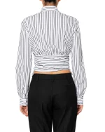 Camicia nodo riga pop bianca e nera