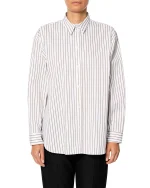 Camicia over riga bianca e verde