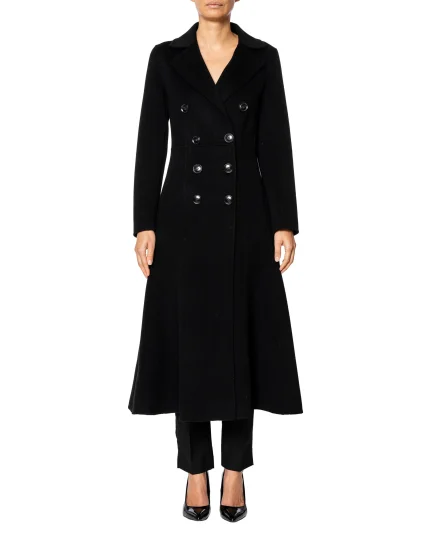 Cappotto redingote double unito nero