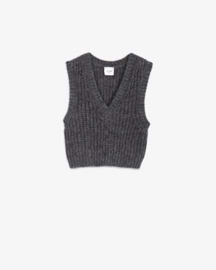 Micro gilet shyni misto alpaca grigio