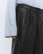 Bermuda sartoriale in pelle nero