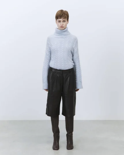 Bermuda sartoriale in pelle nero