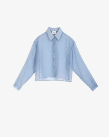 Camicia boxy in organza effetto frangia polvere