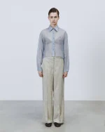 Camicia boxy in organza effetto frangia polvere