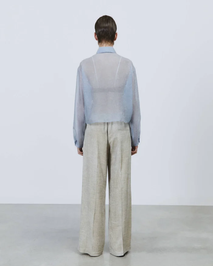 Camicia boxy in organza effetto frangia polvere