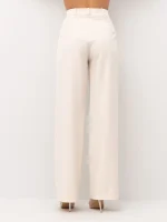 Pantalone palazzo con applicazioni panna