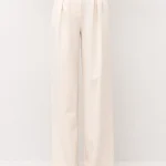 Pantalone palazzo con applicazioni panna