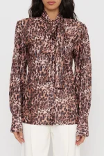 Camicia animalier con ricamo paillettes