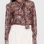 Camicia animalier con ricamo paillettes