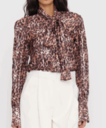 Camicia animalier con ricamo paillettes