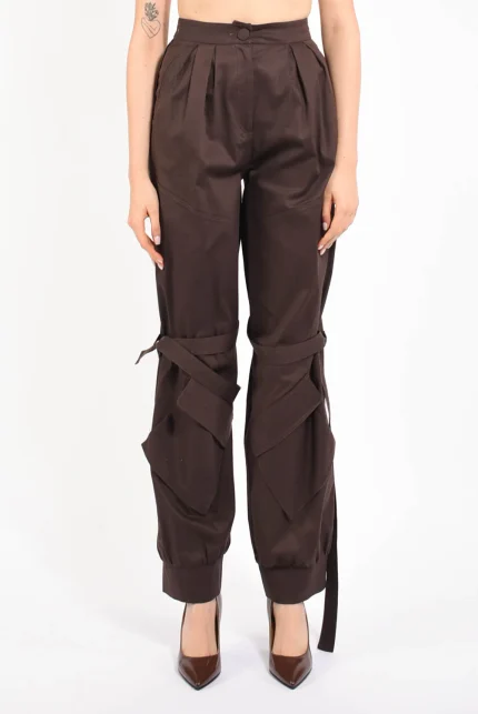 Pantaloni baggy in cotone marrone