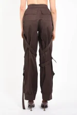 Pantaloni baggy in cotone marrone